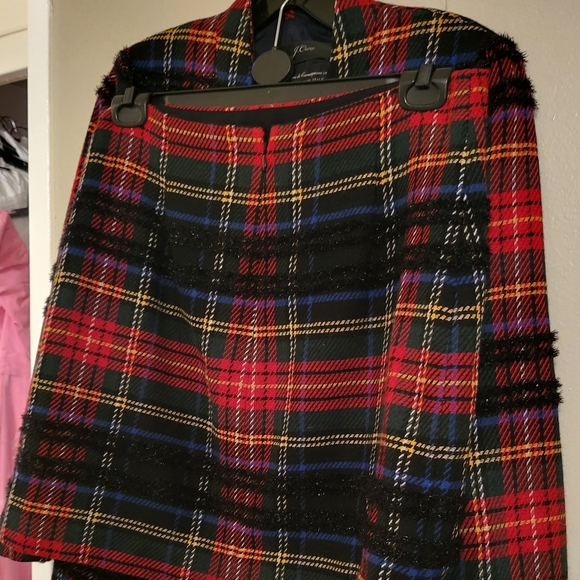 J.CREW Plaid blazer & Skirt. Dark green/red/bl blazer is size 4. Skirt is size 8